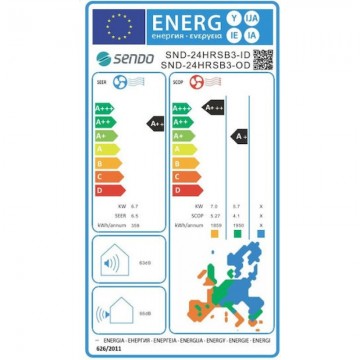 Sendo Hermes Gold SND-24/HRSB3 Κλιματιστικό Inverter 24000 BTU A++/A+++ με Ιονιστή και Wi-Fi